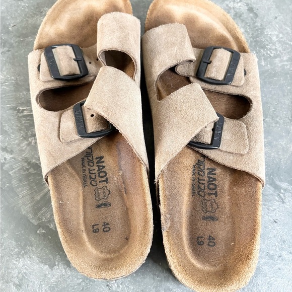 Naot santa barbara camel tan nubuck slip on buckle slide sandals size 9 - Picture 3 of 6